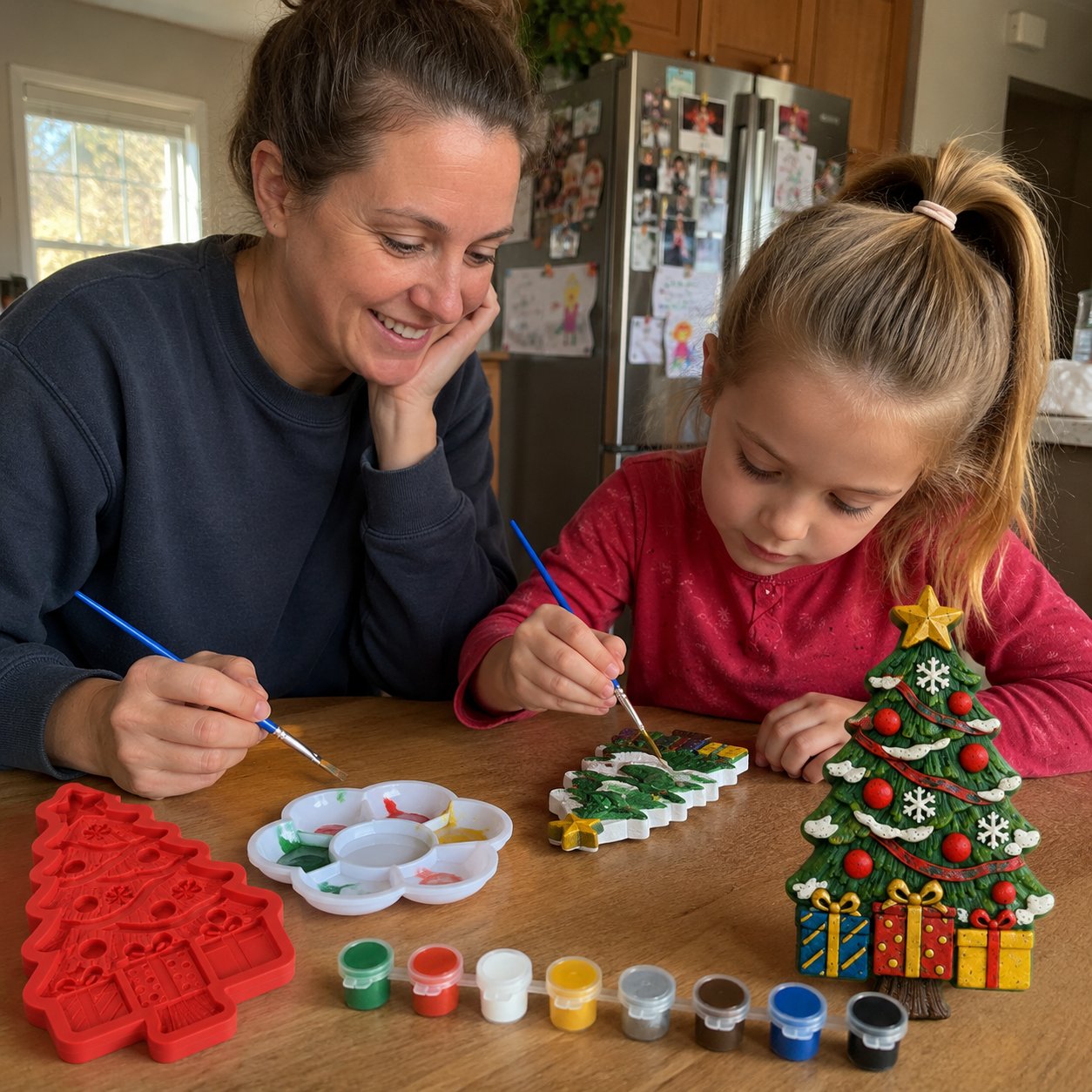 🔥 LAST DAY 49% OFF – 🎄 DIY Christmas Tree Mold & Paint Craft Kit | Reusable 3D Mold with 8 Acrylic Paints, 2 Brushes & Festive Detail Guide 🎨✨