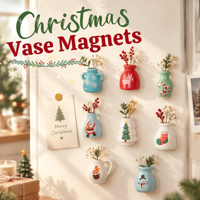 Små julevaser som kjøleskapsmagneter