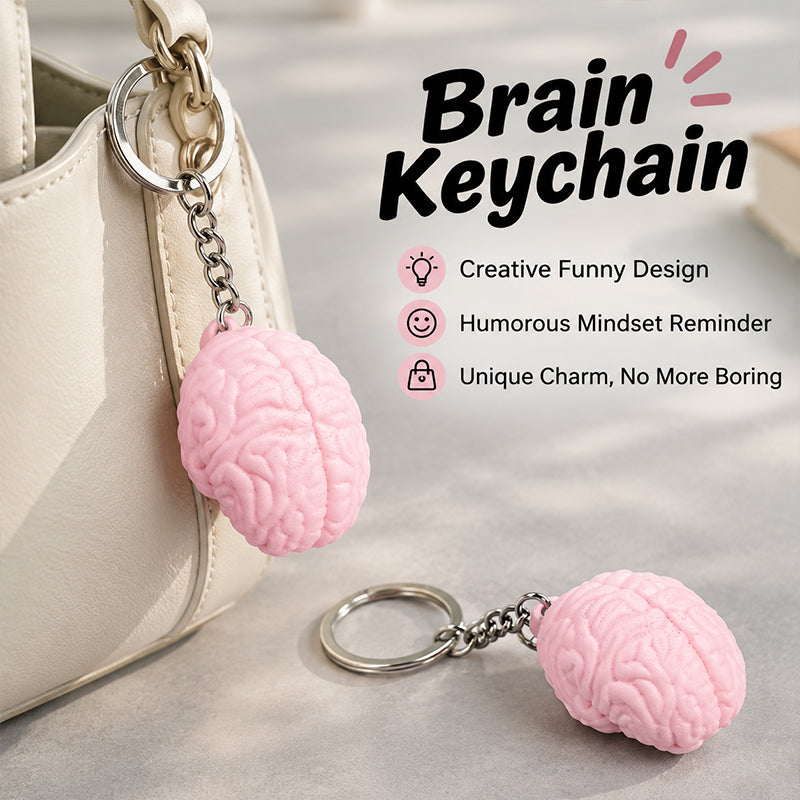 Pink Brain Keychain Charm – Quirky Mini Bag Accessory