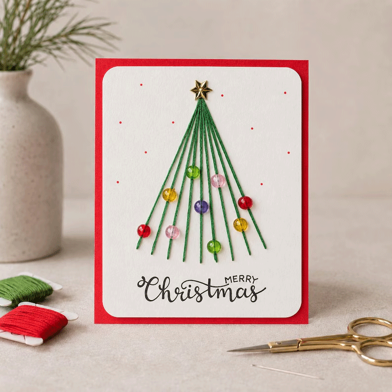 🎄🧵Julesnorkunst-hilsenkort DIY-sett