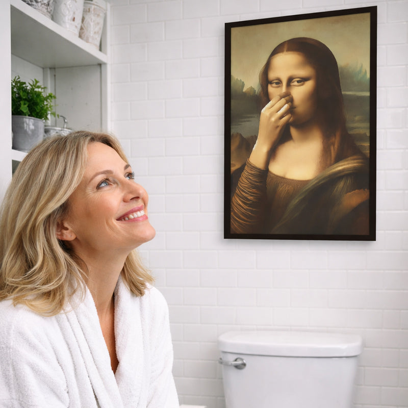 🎄 Julekampanje: 40 % rabatt i en begrenset periode 🔥 Kunsttrykk av «Mona Lisa» som holder seg for nesen (treramme inkludert)