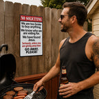 Funny No Soliciting Metal Sign | Humorous Front Door Plaque