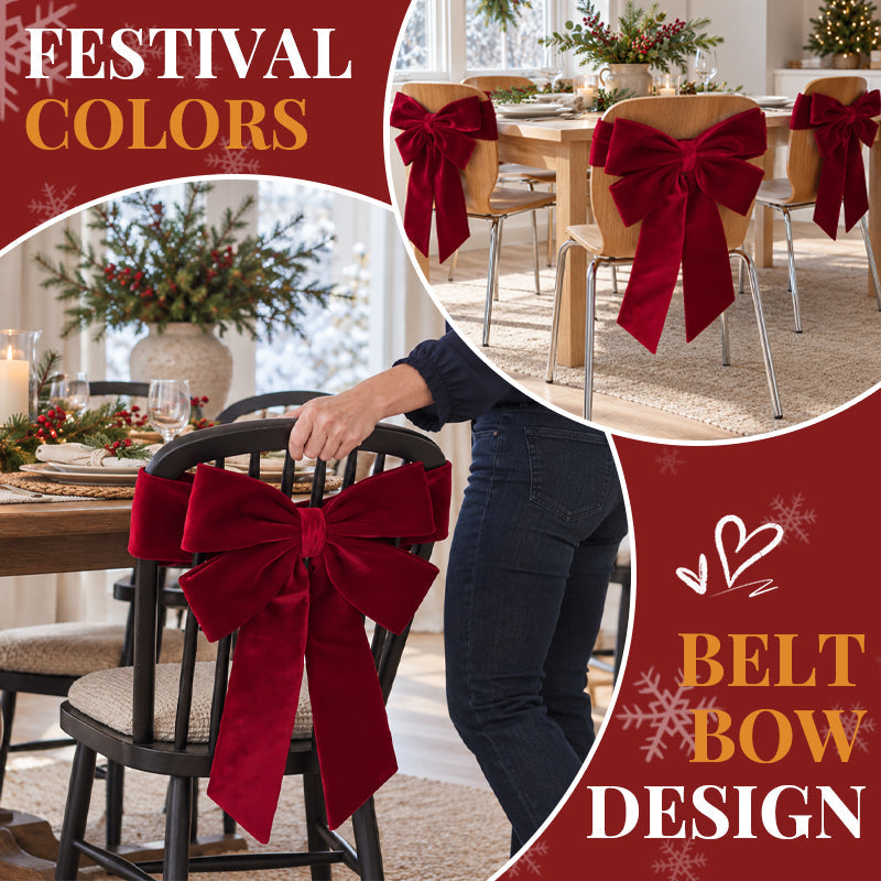 Juleovertrekk til stol med sløyfe i burgunder