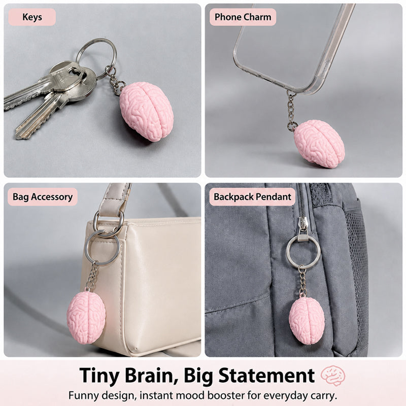 Pink Brain Keychain Charm – Quirky Mini Bag Accessory