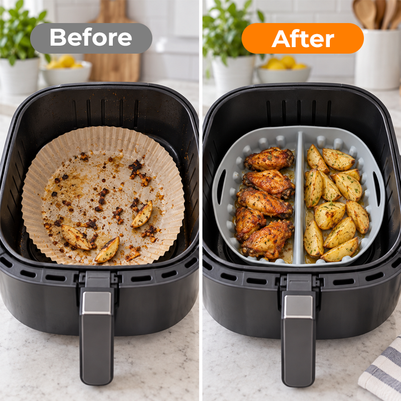 🍽️ Varmebestandig stekebrett med slippbelegg og inndeling til airfryer