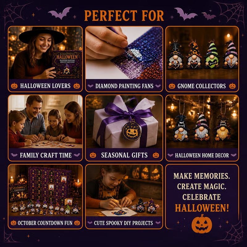 🔥LAST DAY 60% OFF - 🎃✨ 31 Days of Gnome Surprises Halloween Diamond Painting Advent Calendar
