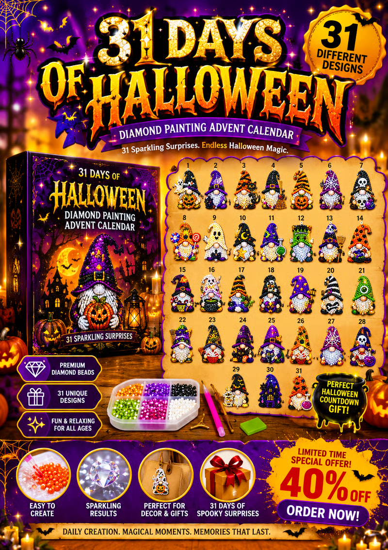 🔥LAST DAY 60% OFF - 🎃✨ 31 Days of Gnome Surprises Halloween Diamond Painting Advent Calendar