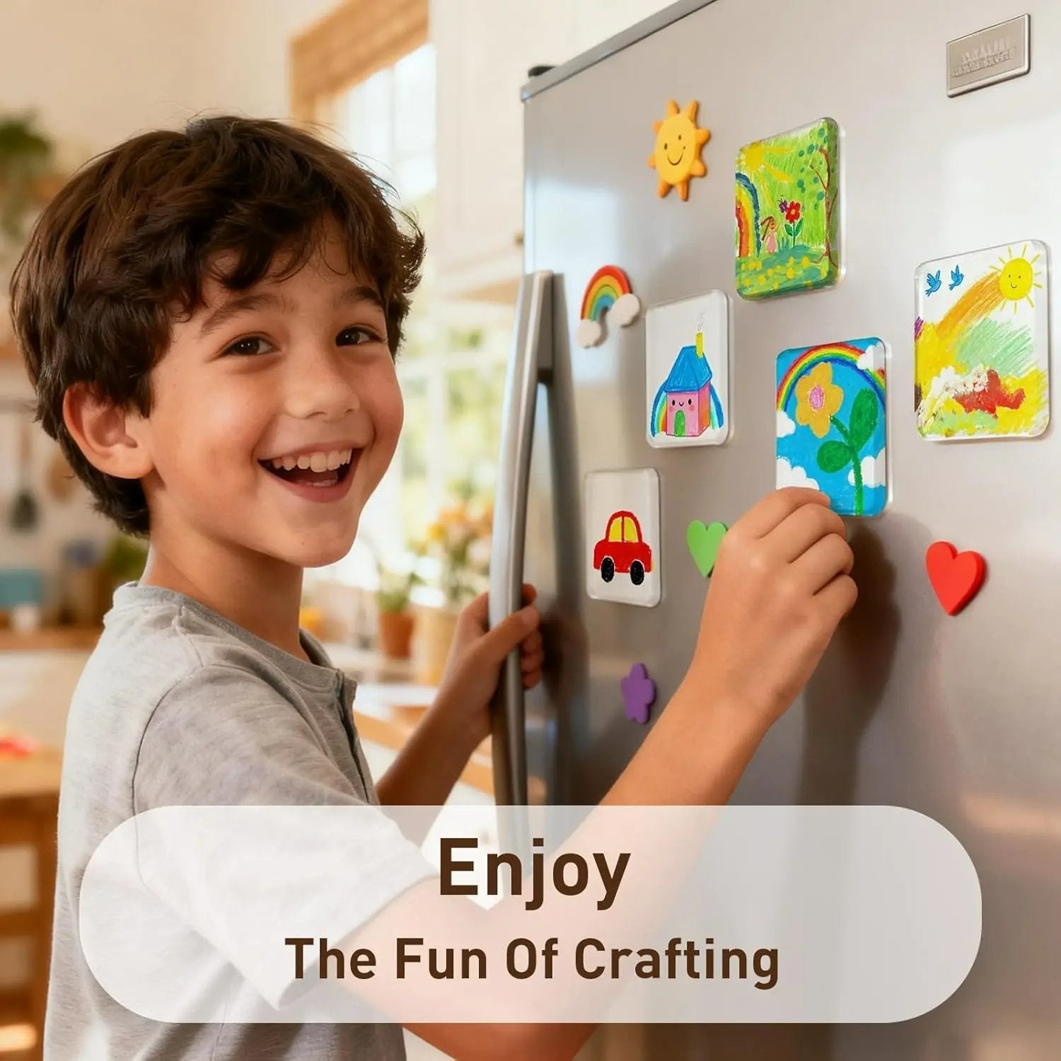 Clear Acrylic DIY Fridge Magnet Set with Adhesive Backing – Square Magnetic Photo Frames with Stunning 3D Effect 💕