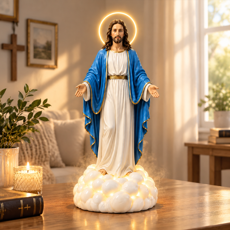 Aromaterapilampe med Jesus-motiv og tåkeeffekt – dekorasjon