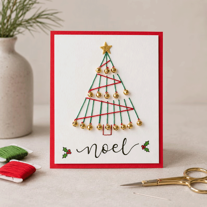 🎄🧵Julesnorkunst-hilsenkort DIY-sett