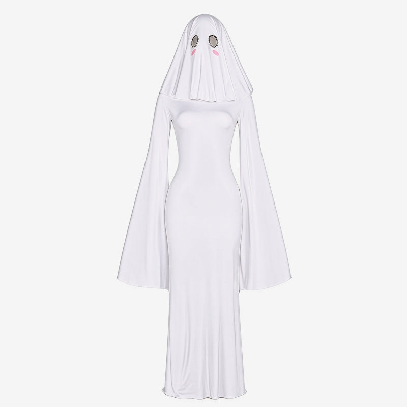 Tettsittende Halloween-kostyme som spøkelsesprinsesse (kan brukes begge veier)