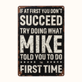 Funny "If At First You Don't Succeed" Vintage Wall Sign