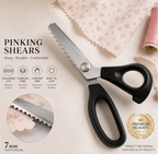✂️9,1" profesjonell saks i rustfritt stål – ✨ Skarpe sakser med sikksakkkant og frynsefrie kanter for sying og gjør-det-selv-håndverk