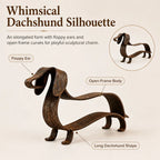 Rustikk metallskulptur av dachshund