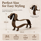 Rustikk metallskulptur av dachshund