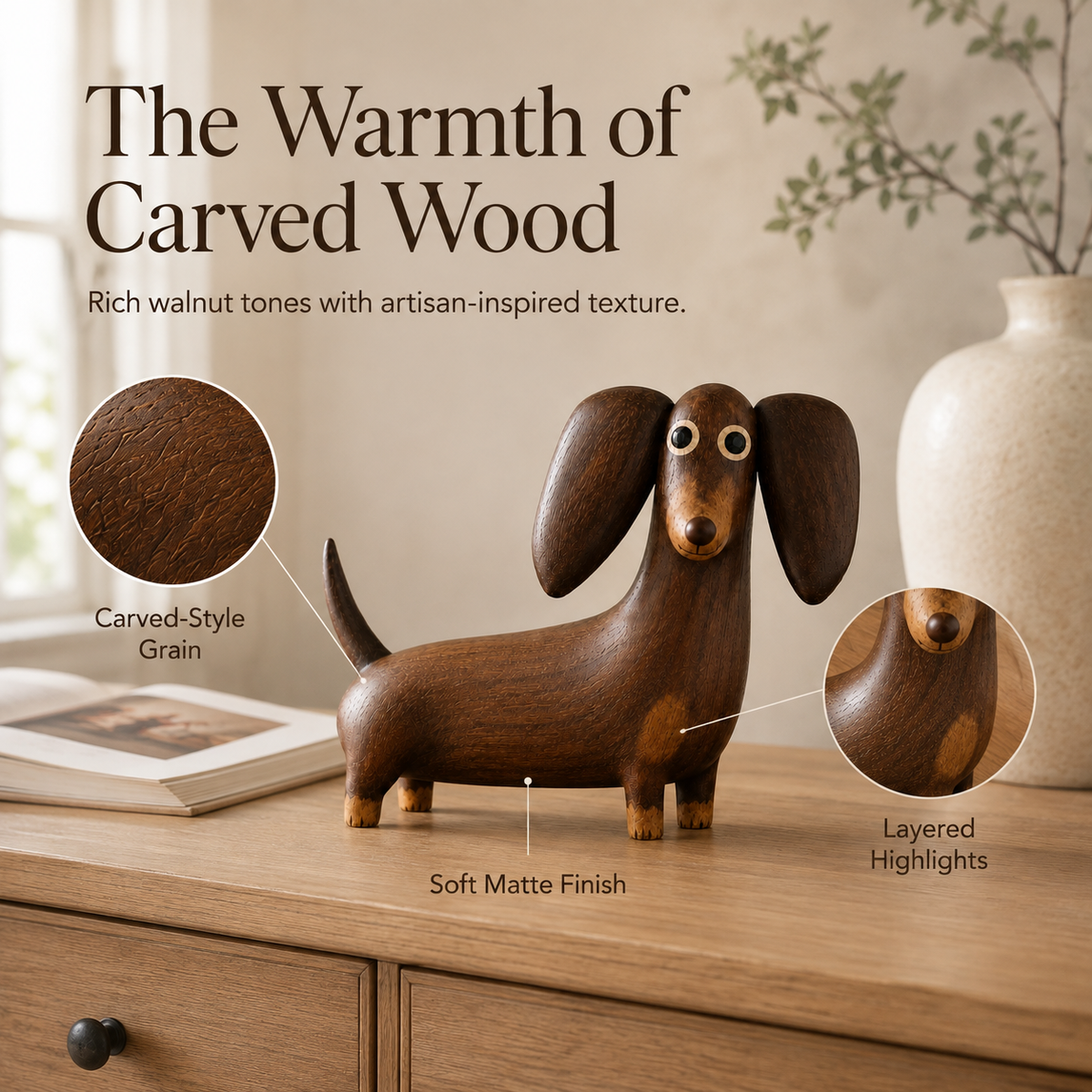 💡Sjarmerende dachshund-skulptur i treutseende