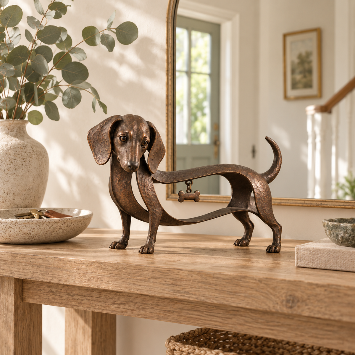🐾 Dachshund-skulptur i vintagestil – en tidløs klassiker / Dachshund-pynt i smijern (vintagestil)