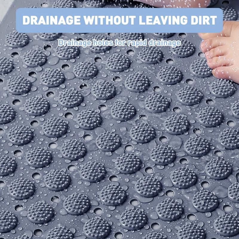 Flexible Column Massage Non Slip Shower Mat | Anti-Slip Bath Mat with Suction Cups Drain Holes
