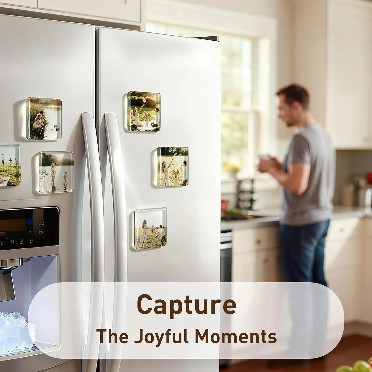 Clear Acrylic DIY Fridge Magnet Set with Adhesive Backing – Square Magnetic Photo Frames with Stunning 3D Effect 💕