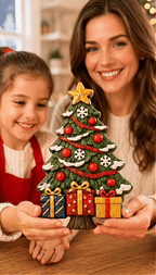 🔥 LAST DAY 49% OFF – 🎄 DIY Christmas Tree Mold & Paint Craft Kit | Reusable 3D Mold with 8 Acrylic Paints, 2 Brushes & Festive Detail Guide 🎨✨