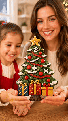 🔥 LAST DAY 49% OFF – 🎄 DIY Christmas Tree Mold & Paint Craft Kit | Reusable 3D Mold with 8 Acrylic Paints, 2 Brushes & Festive Detail Guide 🎨✨