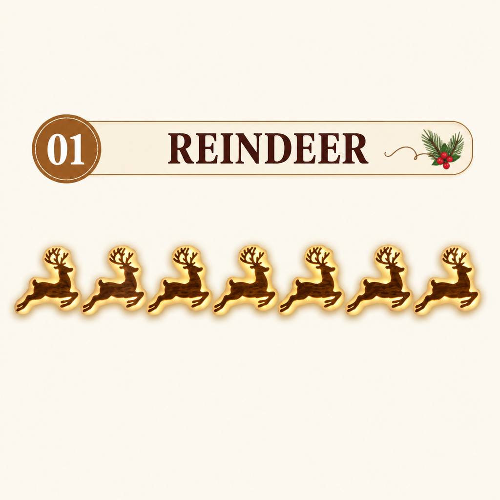 LED-veggdekorasjoner med reinsdyr – festlig julebelysning