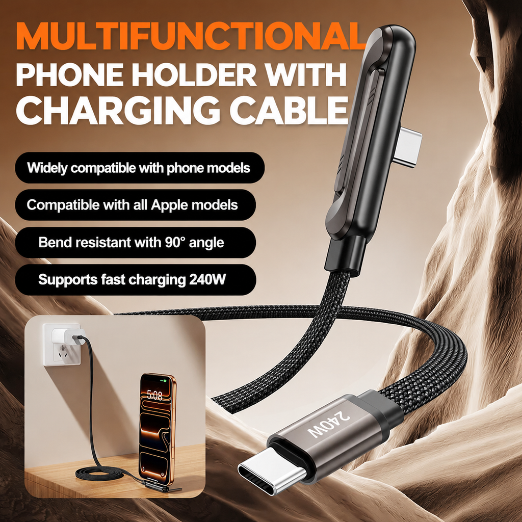 Multifunksjonell telefonholder med ladekabel