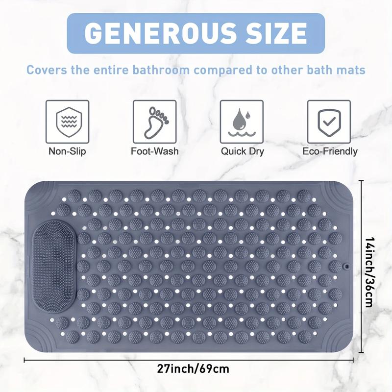 Flexible Column Massage Non Slip Shower Mat | Anti-Slip Bath Mat with Suction Cups Drain Holes