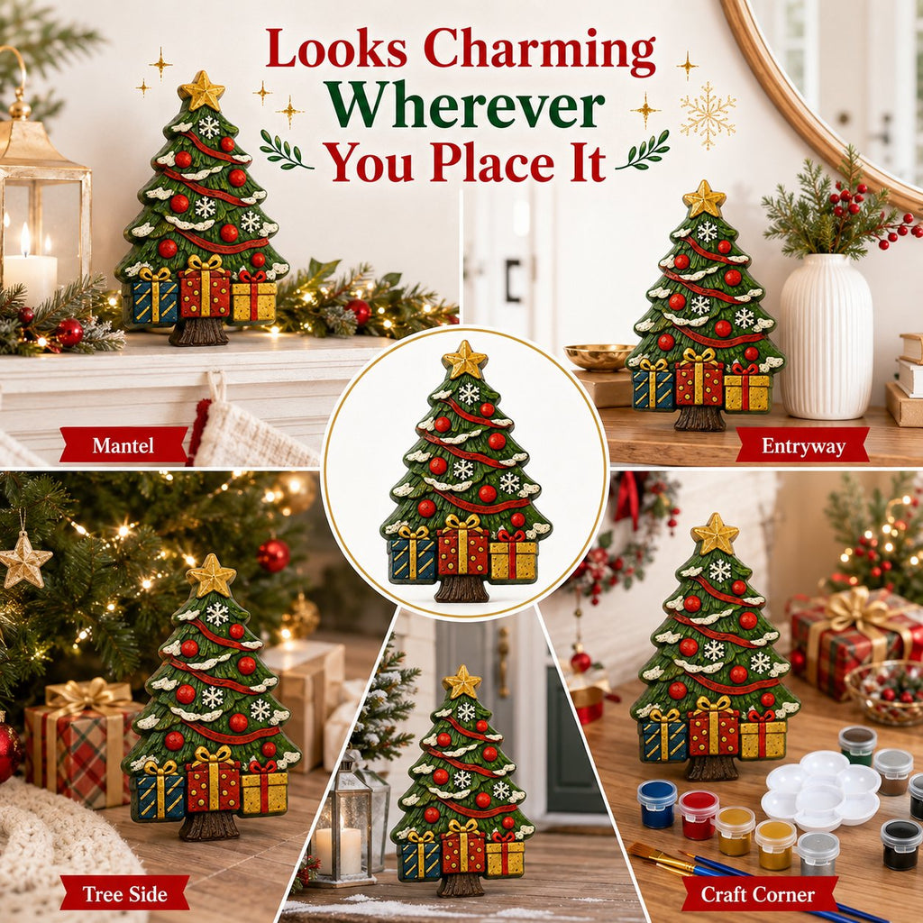 🔥 LAST DAY 49% OFF – 🎄 DIY Christmas Tree Mold & Paint Craft Kit | Reusable 3D Mold with 8 Acrylic Paints, 2 Brushes & Festive Detail Guide 🎨✨