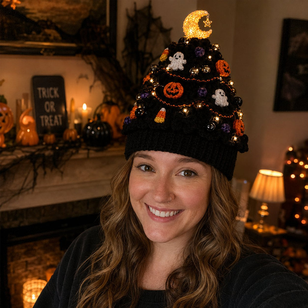 🎄 Nybegynnervennlig DIY-sett med lysende juletrehatt | Festlig hobbysett for nye heklere