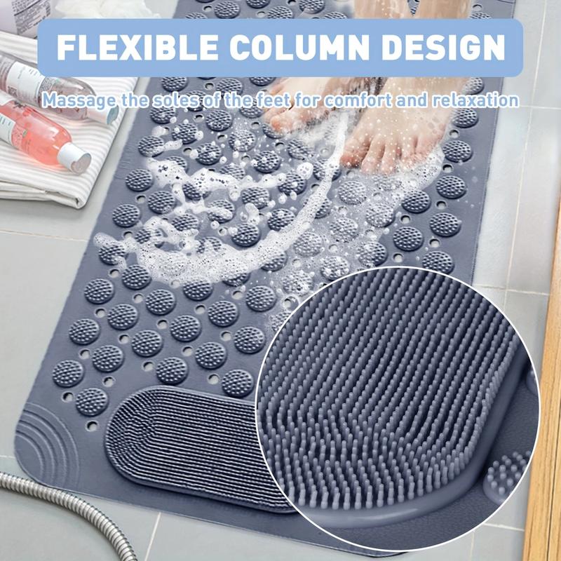 Flexible Column Massage Non Slip Shower Mat | Anti-Slip Bath Mat with Suction Cups Drain Holes