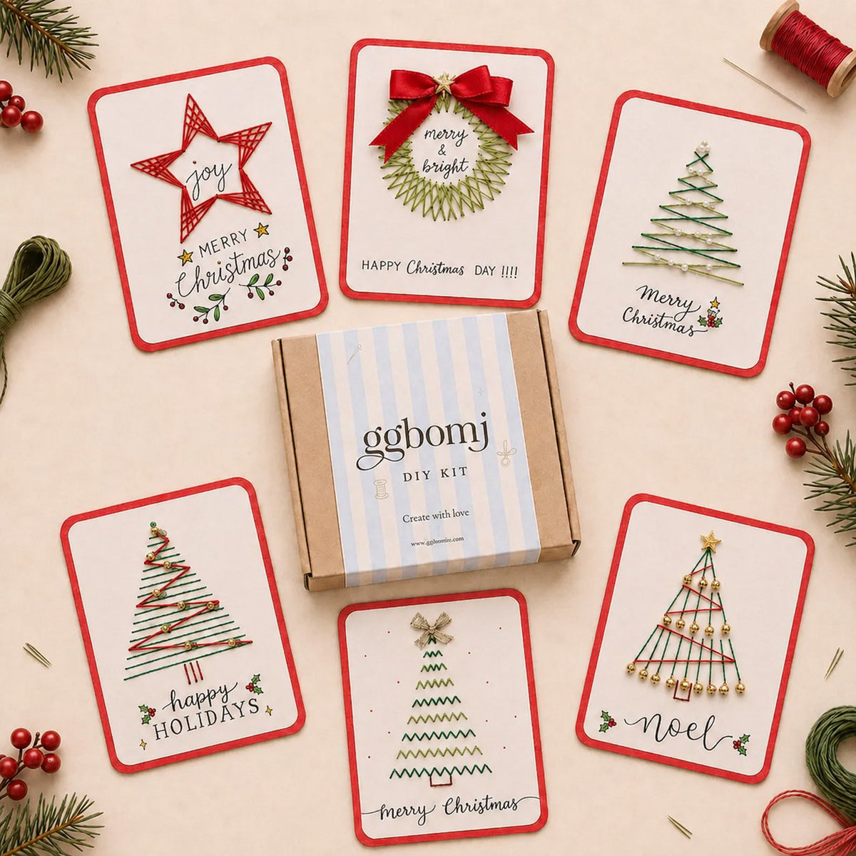 🎄🧵Julesnorkunst-hilsenkort DIY-sett