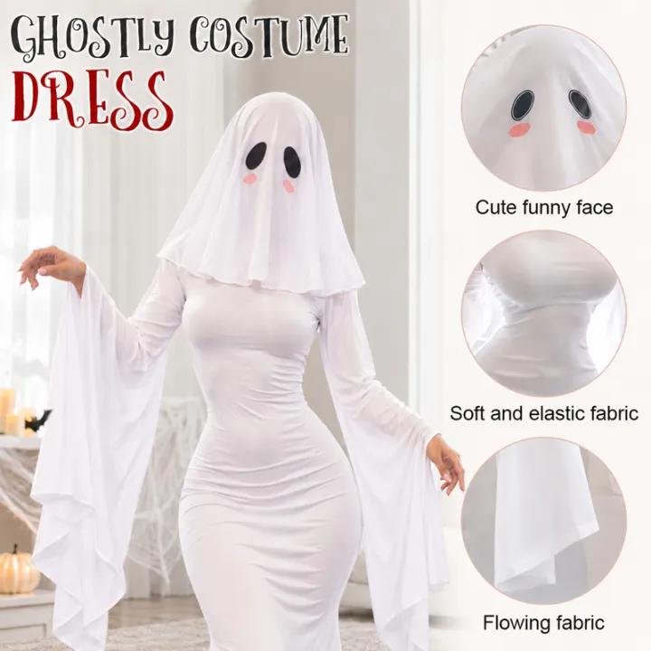 Tettsittende Halloween-kostyme som spøkelsesprinsesse (kan brukes begge veier)