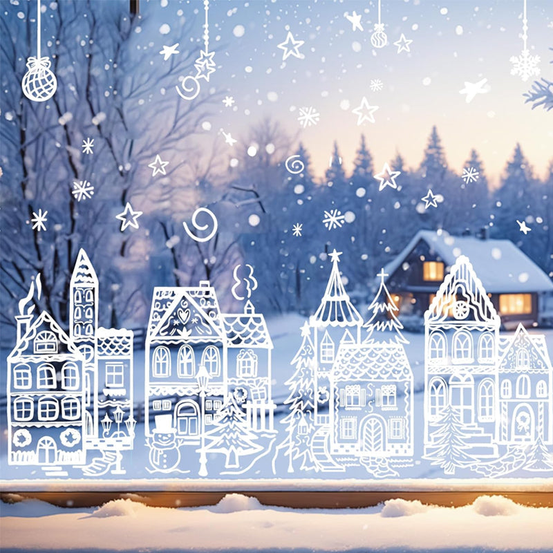 🎄Sett med vindusdekorasjoner: Julelandsby